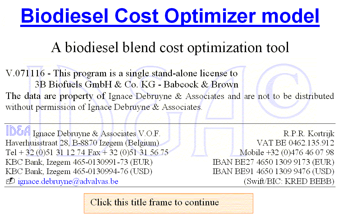 Biodiesel Cost Optimizer